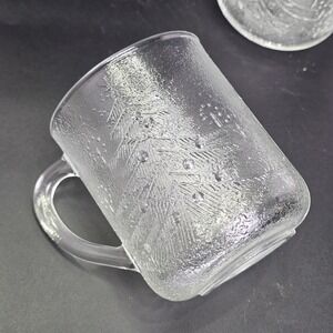 Vintage Duralex Christmas Tree Mugs Set of 3 Clear Embossed Glass Made in France